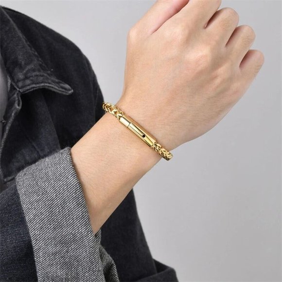 8" Womens 14K Gold Vintage Style Chain Link Bracelet 14 Karat Silver Jewelry NEW - Picture 2 of 8